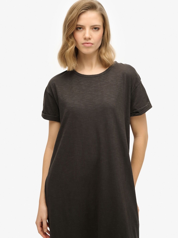 Superdry Black Midi 100% Cotton T-Shirt Dress - Image 4 of 7