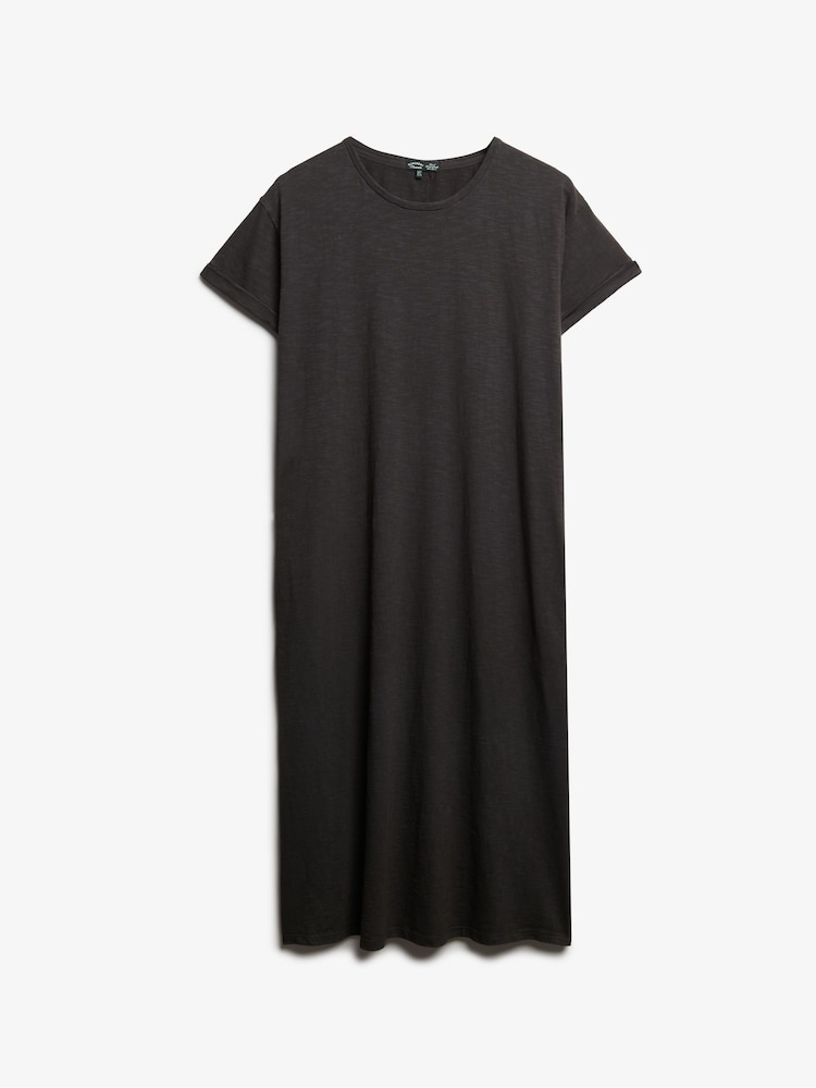 Superdry Black Midi 100% Cotton T-Shirt Dress - Image 6 of 7