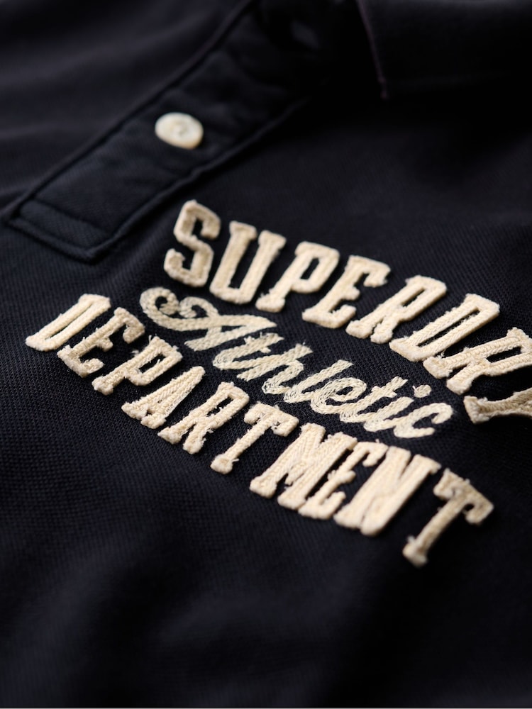 Superdry Eclipse Navy Vintage Athletic Long Sleeve Slim Fit Polo Shirt - Image 2 of 2