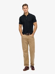 Superdry Eclipse Navy Short Sleeve Slim Fit Knitted Polo Shirt - Image 3 of 5