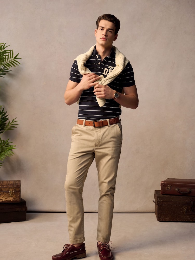 Superdry Blue Vintage Athletic Jersey Slim Fit Polo Shirt - Image 3 of 8