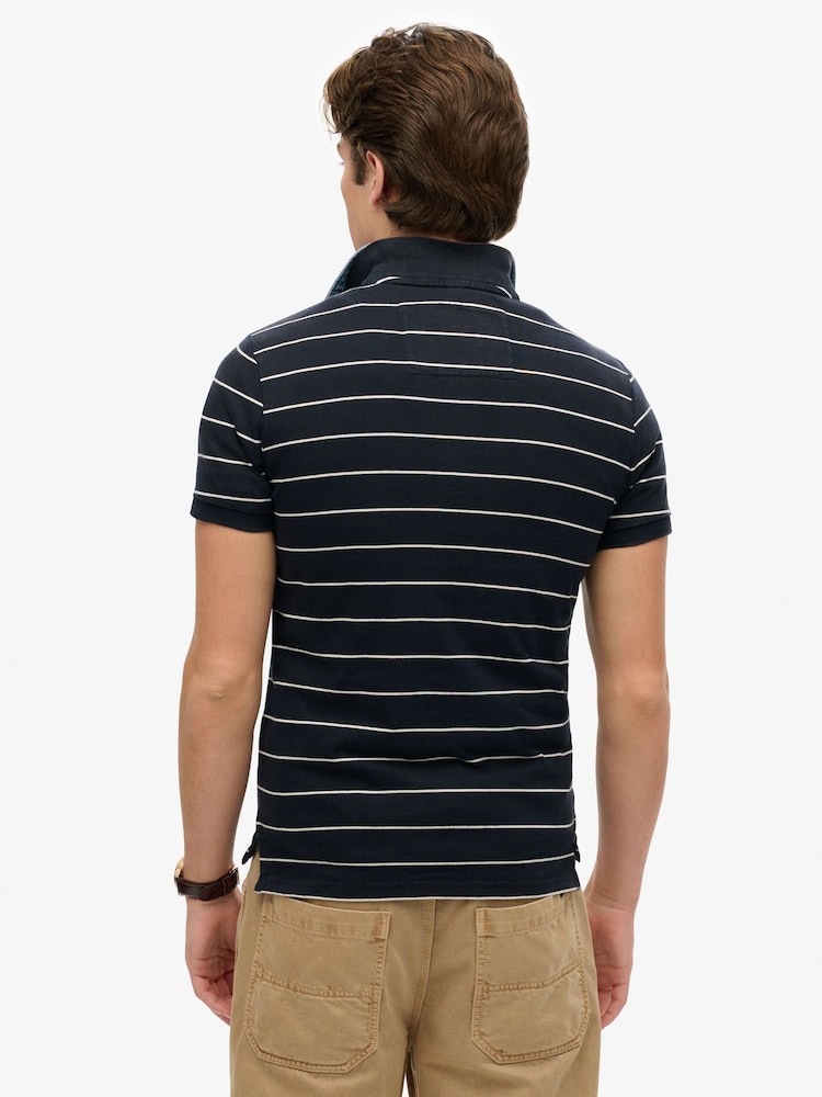 Superdry Blue Vintage Athletic Jersey Slim Fit Polo Shirt - Image 5 of 8