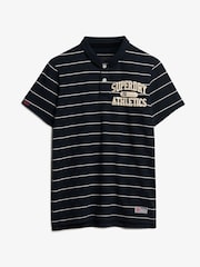 Superdry Blue Vintage Athletic Jersey Slim Fit Polo Shirt - Image 7 of 8