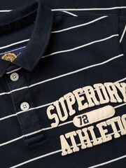 Superdry Blue Vintage Athletic Jersey Slim Fit Polo Shirt - Image 8 of 8