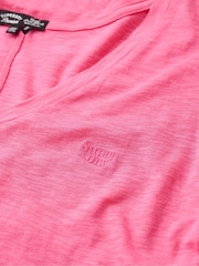 Superdry Pink Slub Embroidered Relaxed V-Neck T-Shirt - Image 5 of 5