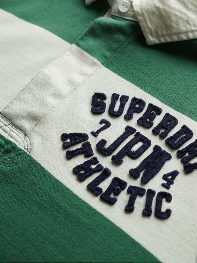 Superdry Green Vintage Athletic Relaxed Rugby Shirt - Image 8 of 8
