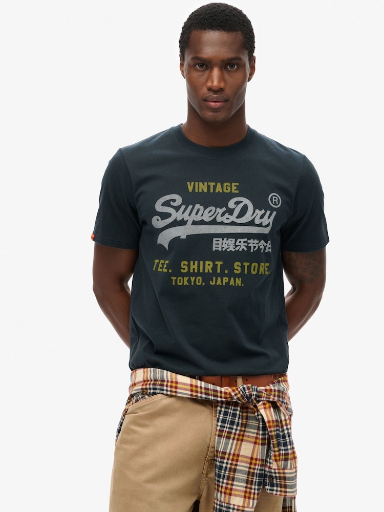 Superdry Blue VL Heritage Relaxed T-Shirt - Image 1 of 5