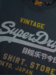 Superdry Blue Vintage Logo Heritage Relaxed T-Shirt - Image 6 of 6