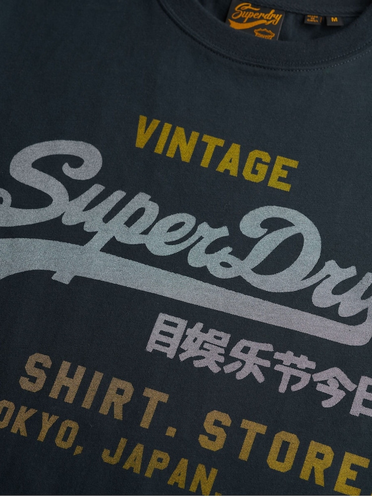 Superdry Blue Vintage Logo Heritage Relaxed T-Shirt - Image 6 of 6