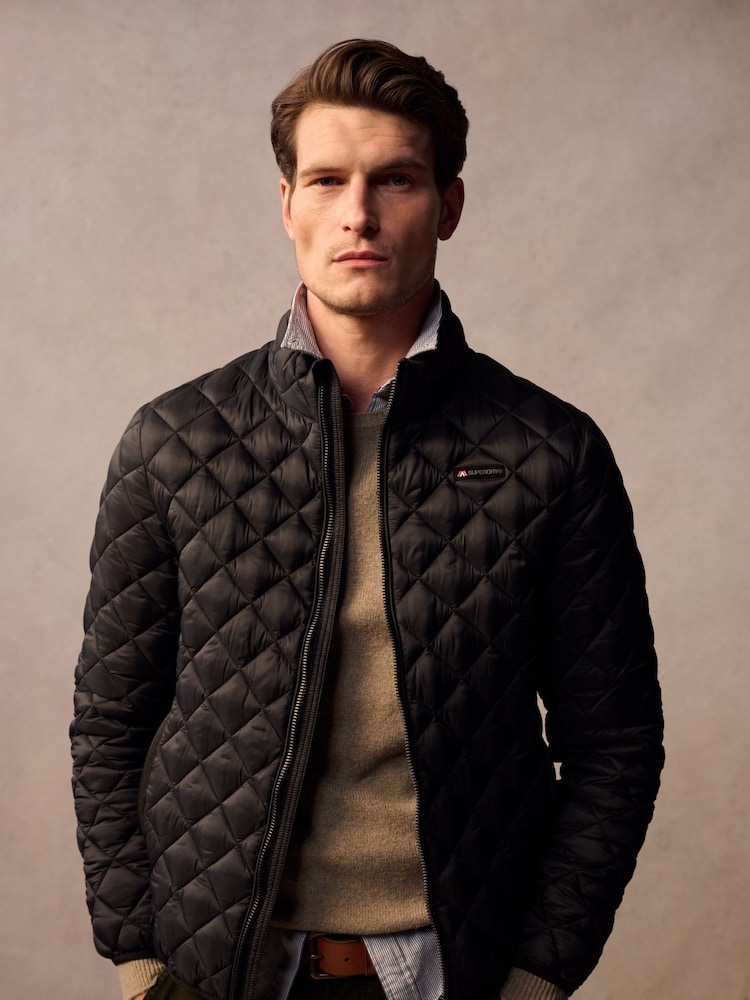 Superdry Jet Black Diamond Quilt Fuji Lite Slim Fit Jacket - Image 2 of 8