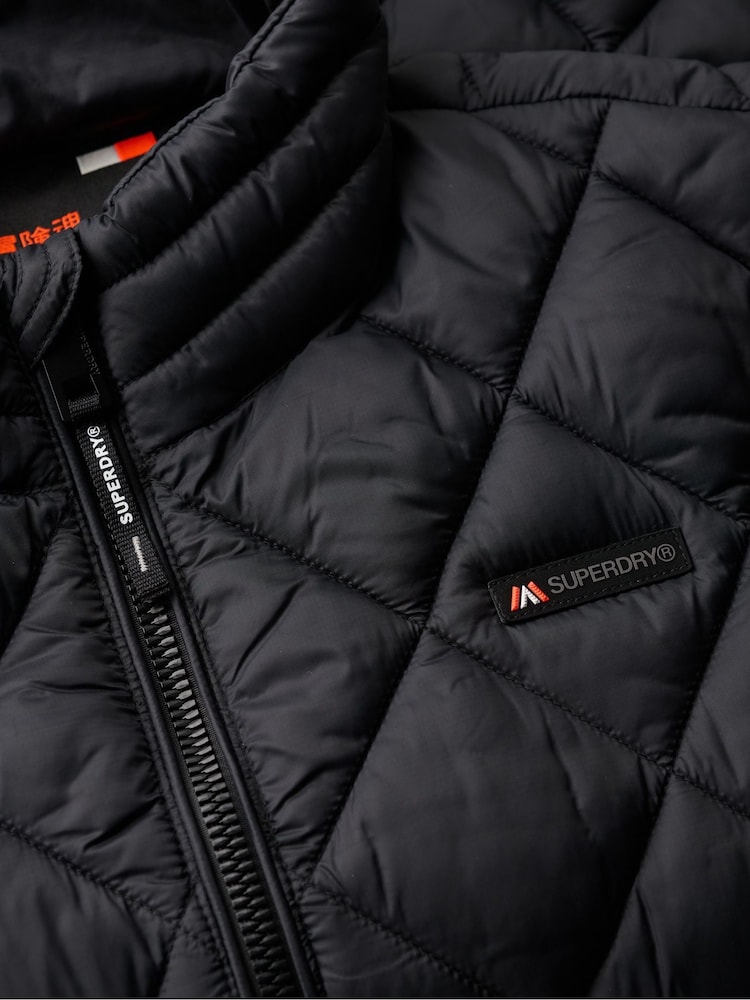 Superdry Jet Black Diamond Quilt Fuji Lite Slim Fit Jacket - Image 8 of 8