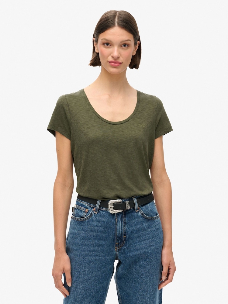 Superdry Green Studios Scoop Neck Slim Fit T-Shirt - Image 1 of 5
