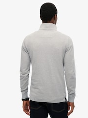 Superdry Grey Vintage Athletic Long Sleeve Slim Fit Polo Shirt - Image 2 of 6