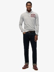 Superdry Grey Vintage Athletic Long Sleeve Slim Fit Polo Shirt - Image 3 of 6