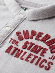 Superdry Grey Vintage Athletic Long Sleeve Slim Fit Polo Shirt - Image 5 of 6