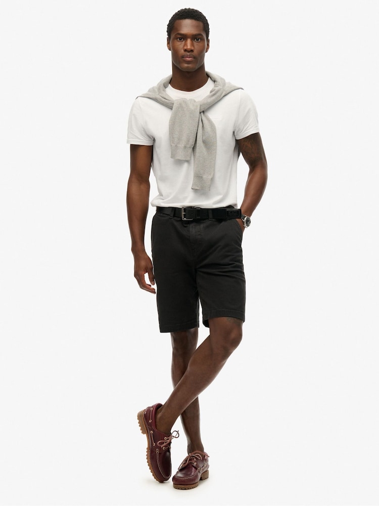 Superdry Washed Black Vintage International Slim Fit Chino Shorts - Image 1 of 5