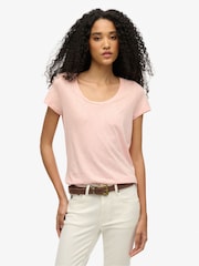 Superdry Pink Studios Scoop Neck Slim Fit T-Shirt - Image 1 of 4