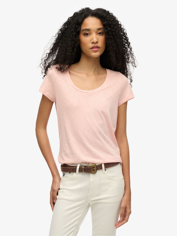 Superdry Pink Studios Scoop Neck Slim Fit T-Shirt - Image 1 of 4