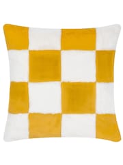 heya home Yellow Cozee Check Faux Fur Cushion - Image 2 of 5