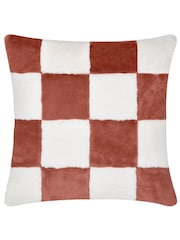 heya home Rust Cozee Check Faux Fur Cushion - Image 2 of 5