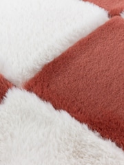 heya home Rust Cozee Check Faux Fur Cushion - Image 5 of 5