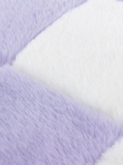 heya home Lilac Cozee Check Faux Fur Cushion - Image 4 of 4