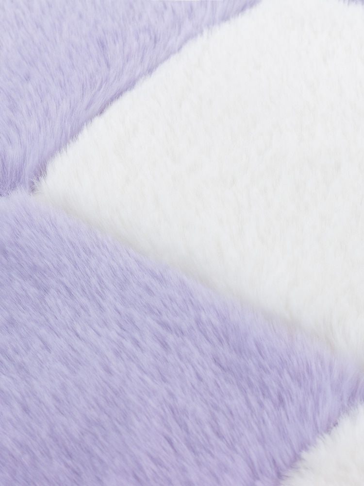 heya home Lilac Cozee Check Faux Fur Cushion - Image 4 of 4
