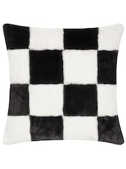 heya home Black Cozee Check Faux Fur Cushion - Image 2 of 5