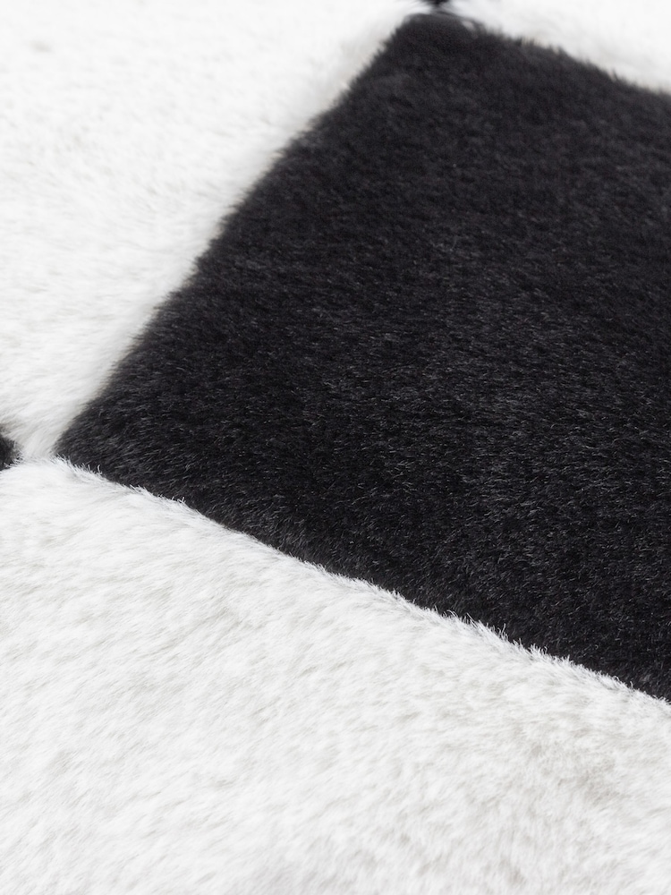 heya home Black Cozee Check Faux Fur Cushion - Image 5 of 5