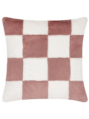 heya home Pink Cozee Check Faux Fur Cushion - Image 2 of 5
