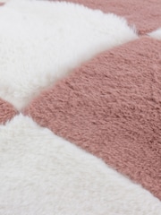 heya home Pink Cozee Check Faux Fur Cushion - Image 5 of 5