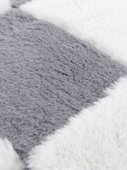 heya home Slate Blue Cozee Check Faux Fur Cushion - Image 4 of 4