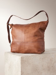 Tan Brown Leather Studded Shoulder Bag - Image 1 of 1