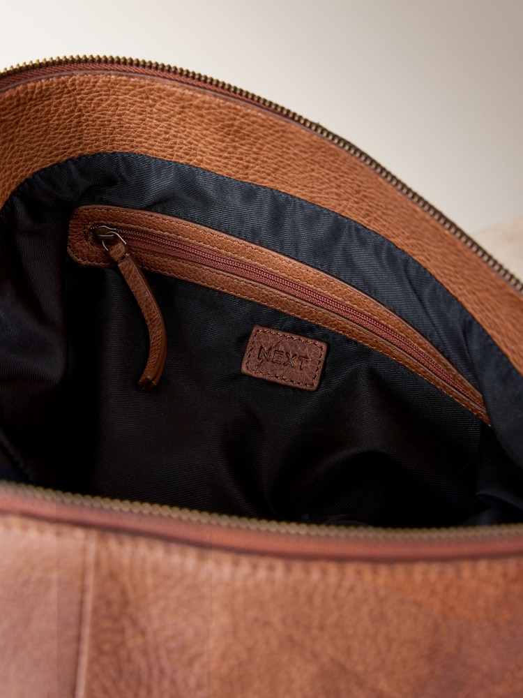 Tan Brown Leather Studded Shoulder Bag - Image 7 of 7