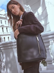 Black Leather and Premium Asymmetric Shoulder Bag - Image 2 of 5