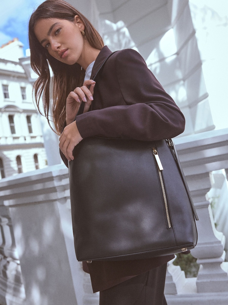 Black Leather and Premium Asymmetric Shoulder Bag - Image 2 of 5