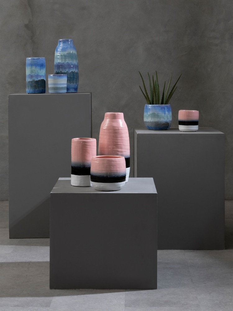Interiors by Premier Pink Caldera Tie Dye Effect Stoneware Vase - Image 1 of 5