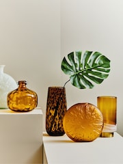 Fifty Five South Amber Hadia Sunburst Cut Glass Vase - Image 3 of 6
