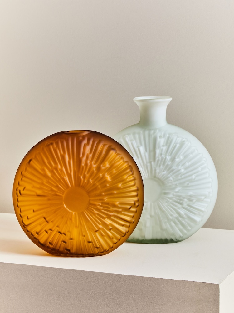 Fifty Five South White Hadia Sunburst Cut Glass Vase - Image 1 of 5