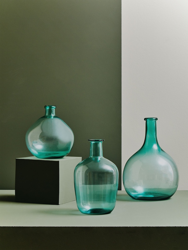 Interiors by Premier Blue Bexley Ombre Round Glass Vase - Image 1 of 6