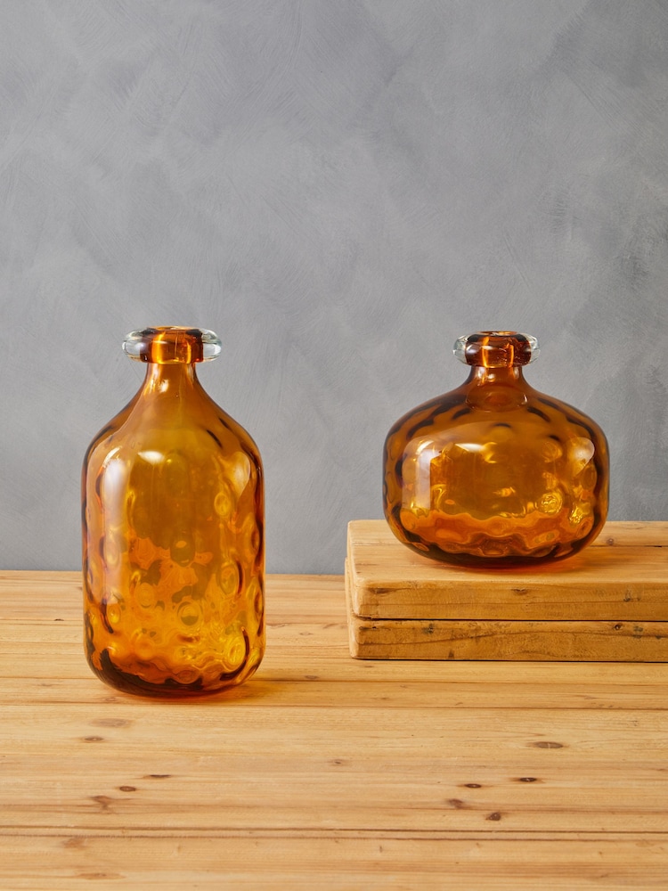 Fifty Five South Amber Huda Tall Glass Bottle Vase - Image 2 of 6