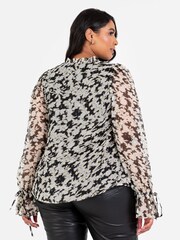 Lovedrobe Tie Neck Black Blouse with Tie Cuffs - Image 2 of 6