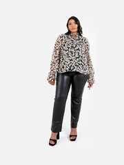 Lovedrobe Tie Neck Black Blouse with Tie Cuffs - Image 3 of 6