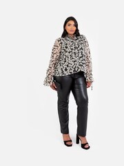 Lovedrobe Tie Neck Black Blouse with Tie Cuffs - Image 6 of 6