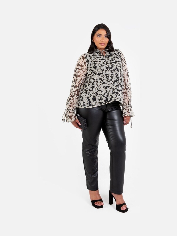 Lovedrobe Tie Neck Black Blouse with Tie Cuffs - Image 6 of 6