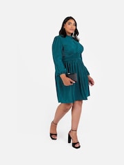 Lovedrobe Plisse Long Sleeve Keyhole Detail Mini Black Dress - Image 3 of 6