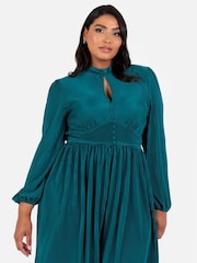 Lovedrobe Plisse Long Sleeve Keyhole Detail Mini Black Dress - Image 4 of 6