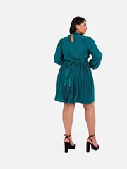 Lovedrobe Plisse Long Sleeve Keyhole Detail Mini Black Dress - Image 6 of 6