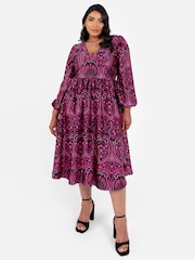 Lovedrobe Pink Satin Button Front Long Sleeve Midi Dress - Bild 1 von 6
