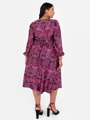 Lovedrobe Pink Satin Button Front Long Sleeve Midi Dress - Bild 2 von 6